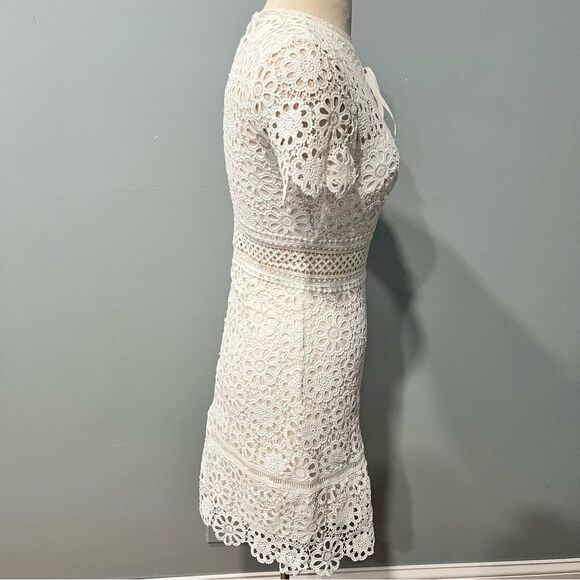 Aqua White Floral Lace Fit & Flare Sheath Dress Size XS - Picture 5 of 7